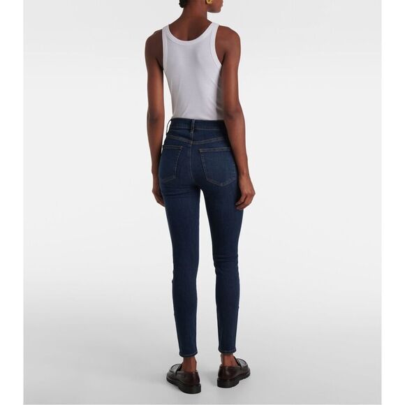 FRAME Women’s Jeans Le High Skinny Size 27  Stretch Hi Rise Dark Blue Wash - Picture 4 of 8